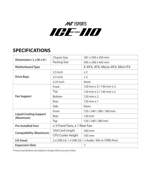 ANT ESPORTS CABINET ICE 110