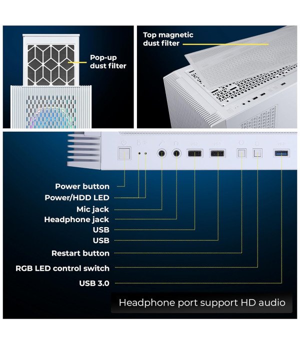 ZEBRONICS CABINET RAPTOR WHITE