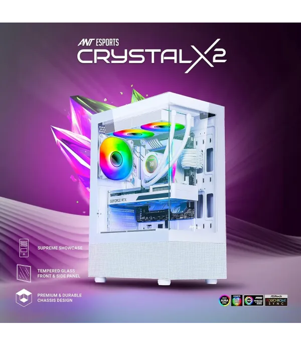 ANT E SPORTS CABINET CRYSTAL X2- WHITE