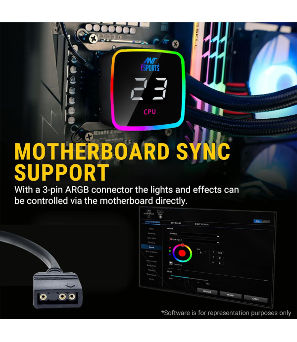 ANT ESPORTS CPU COOLER ICE FLOW 240 ARGB WITH BLACK TUBE