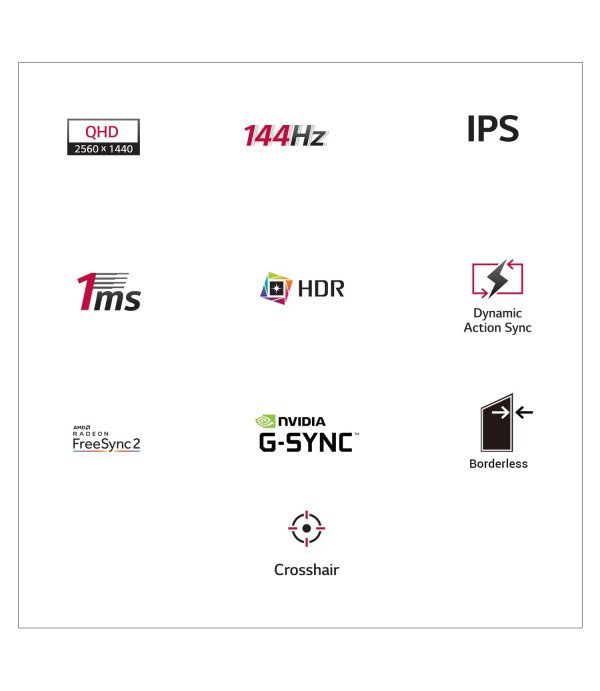 LG GAMING MONITOR 27" LED - 27GN800 - 2K / 144HZ / 1MS / G SYNC / HDR10 / SRGB 99%