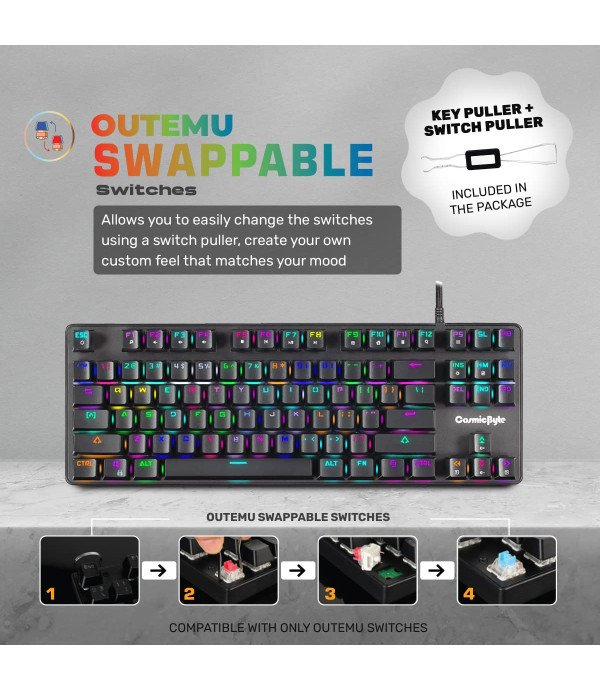 COSMIC BYTE CB-GK-16 FIREFLY RGB TEN - KEYLESS KEYBOARD WITH OUTEMU BLUE SWITCH