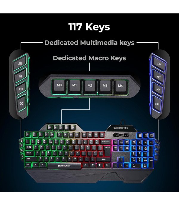 ZEBRONICS GAMING KEYBOARD MOUSE COMBO OPTIMUS BLACK KMC2