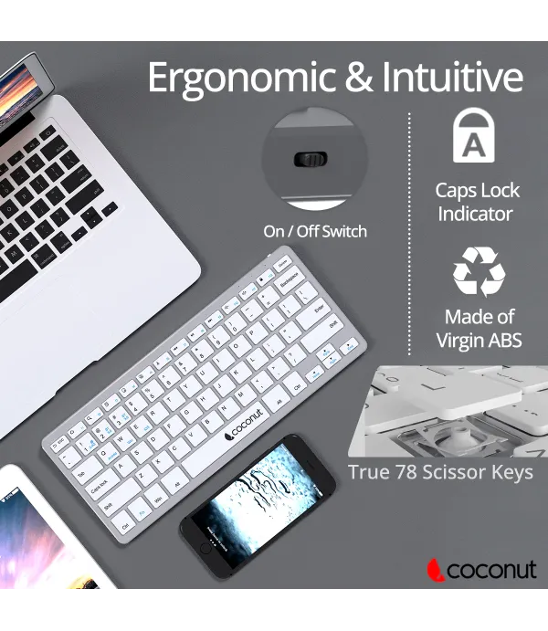 COCONUT WONDER WIRELESS+BT KEYBOARD WHT WK23