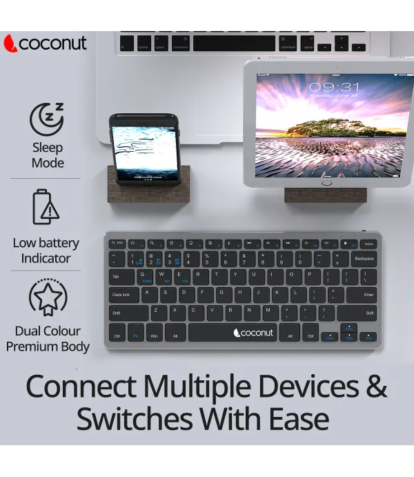 COCONUT WONDER WIRELESS+BT KEYBOARD WHT WK23