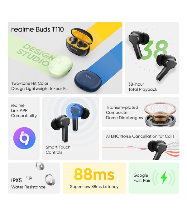 REALME BUDS T110 RMA 2306 PUNK BLACK