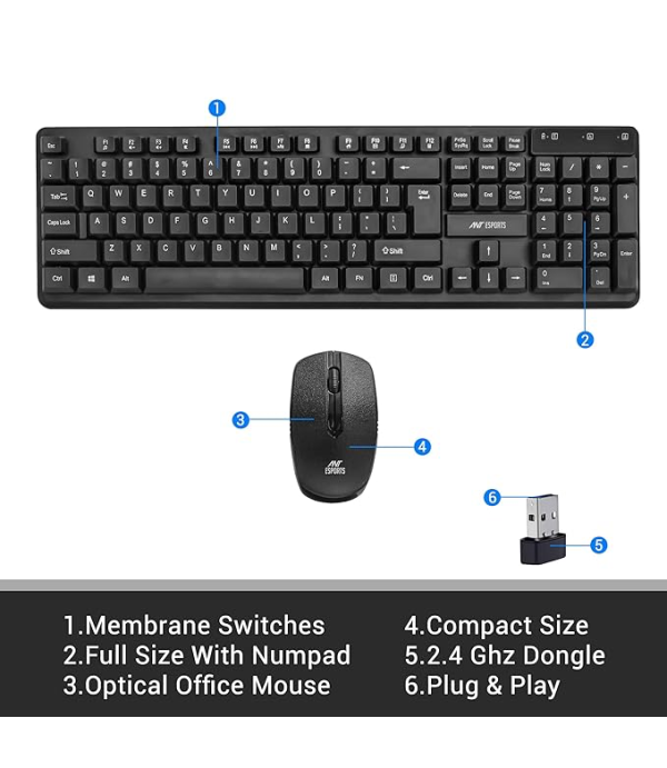 ANTESPORTS WIRELESS KEYBOARD MOUSE MKWM2023