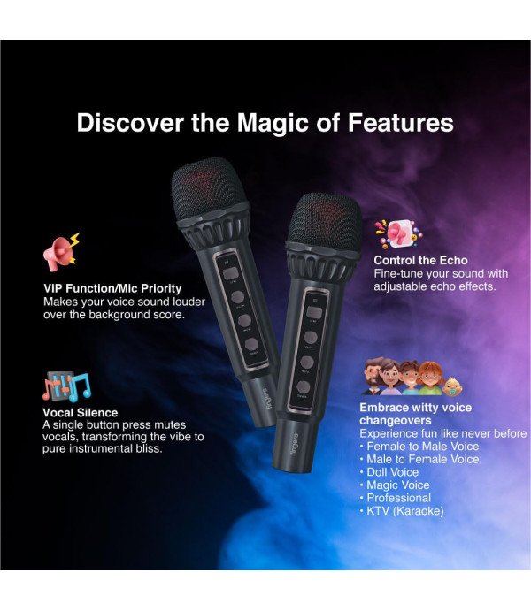 FINGERS BT PORTABLE SPEAKER 2MIC KARAOKE