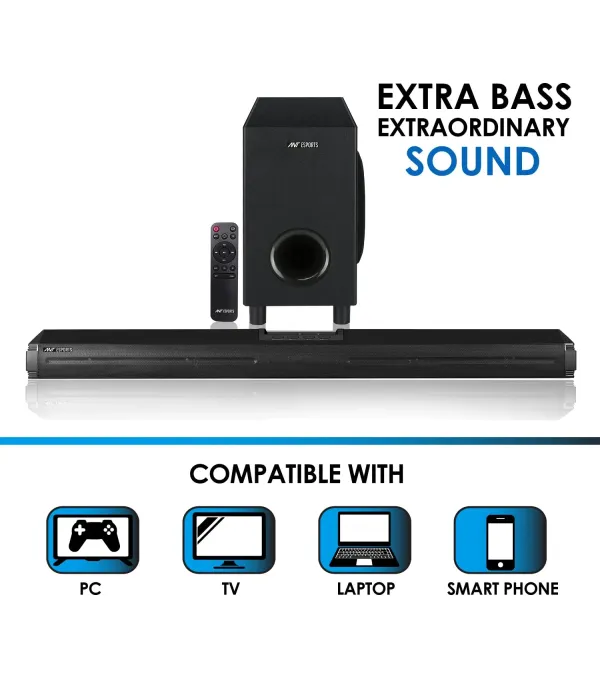 ANTESPORTS SBW300 300 WATTS SOUNDBAR WITH WIRED 8INCH SUBWOOFER WITH REMOTE CONTROL -BLACK