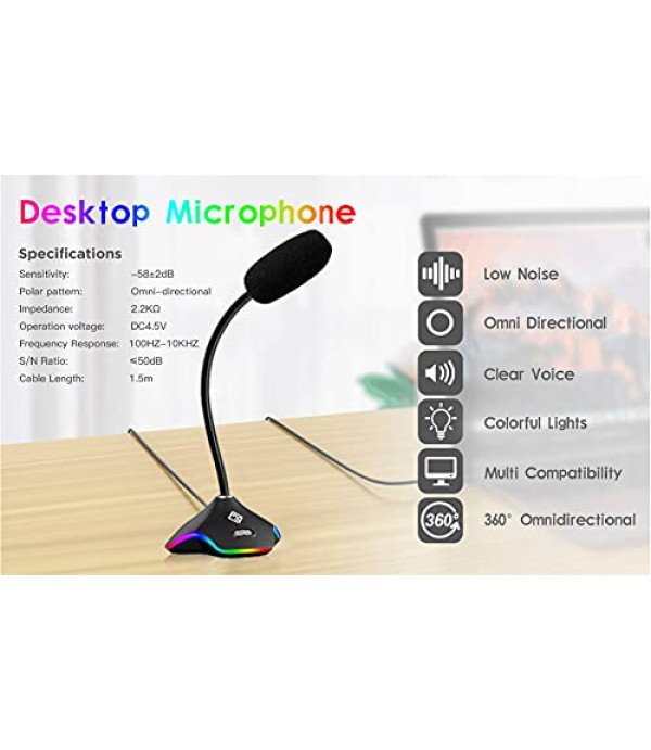 COSMIC BYTE PLASMA USB RGB FLEXIBLE MIC FOR PC/LAP/MAC WITH 15 RGB
