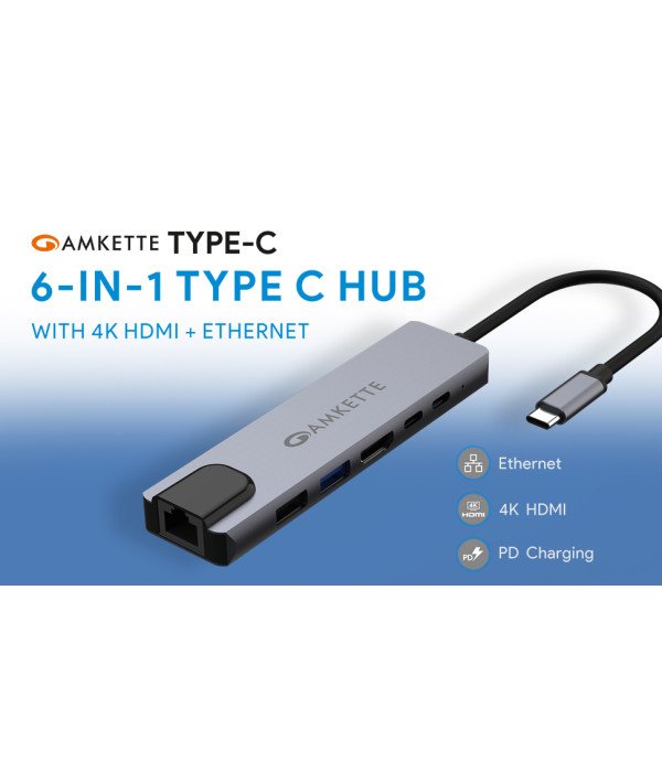 AMKETTE TYPEC 6IN1 HUB WITH ETHERNET 430PP