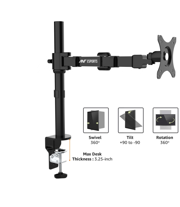 ANT E SPORTS POLE HELD ARTICULTING SINGLE MONITOR ARM - MA111