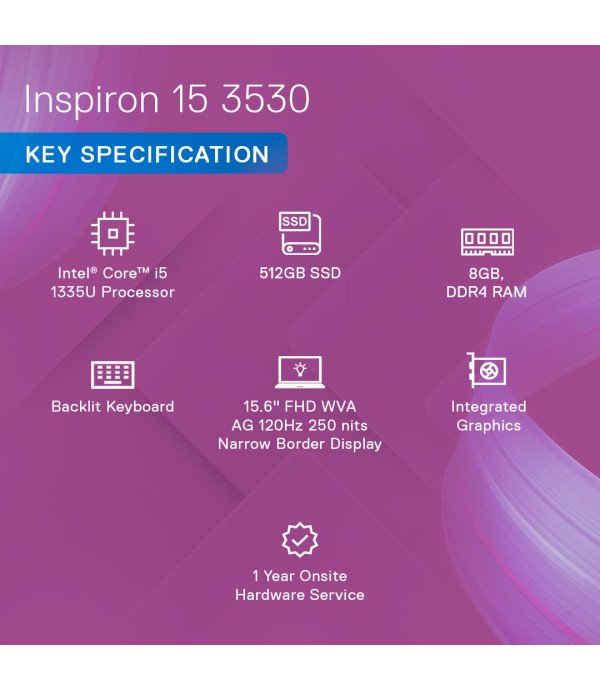DELL LAPTOP INS 15 3530 (I5-13/8GB/512GB/15.6/WIN11+MS)