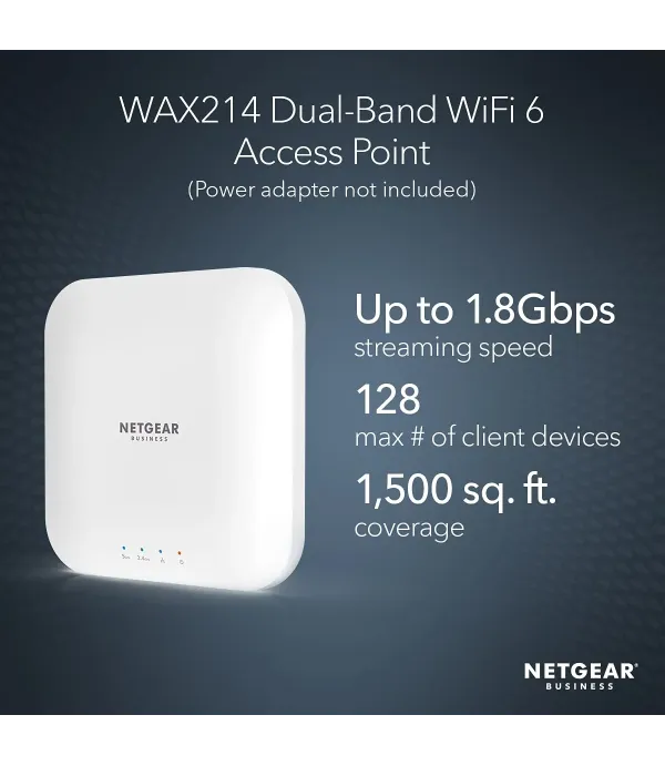 NETGEAR WIRELESS ACCESS POINT WIFI 6 DUAL BAND AX1800 WAX214-100EUS