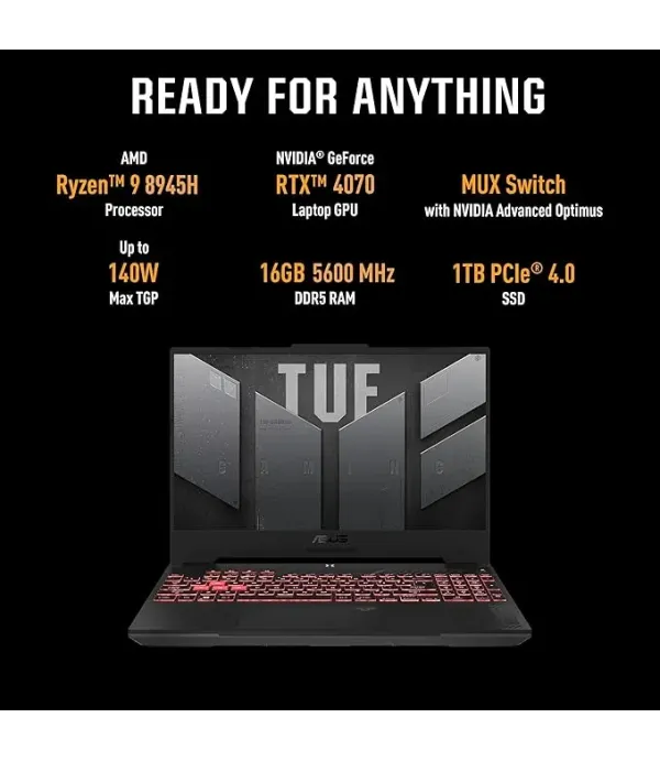 ASUS LAPTOP TUF GAMING A15 FA507UI-LP066WS (R9-16GB-1TBSSD-RTX4070-8GB-WIN11)