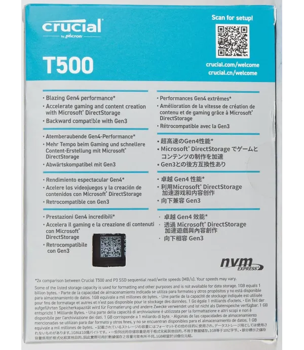 CRUCIAL MICRON NVME M.2SSD T500 500GB