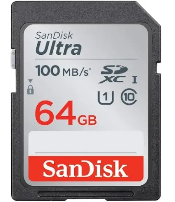 SANDISK MEMORY CARD SD 64GB - 100MBPS