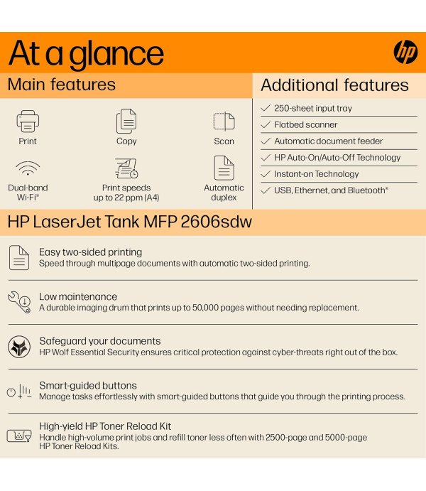 HP PRINTER LASERJET TANK 2606SDW