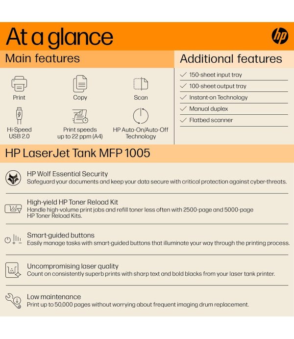 HP PRINTER LASER JET TANK MFP1005W