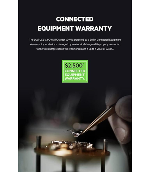 BELKIN DUAL USB C PD WALL CHARGER 40W WCB006ZBW