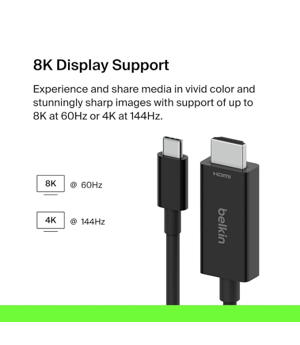 BELKIN USB C HDMI CABLE AVC012BT 2M HDMI 2.1 8K