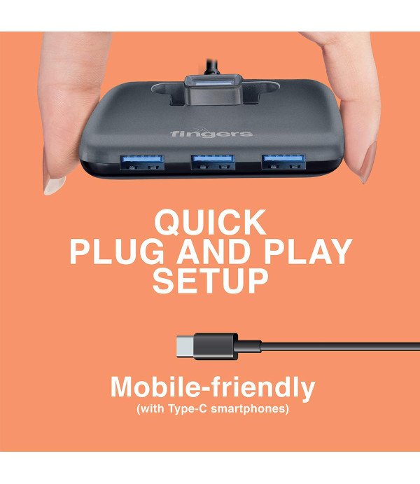 FINGERS HUB NEXTGEN TYPE-C TO 4 PORT USB 3.0