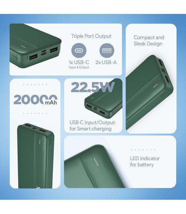 FLIX POWER BANK XPB-P25 GREEN - 20000MAH