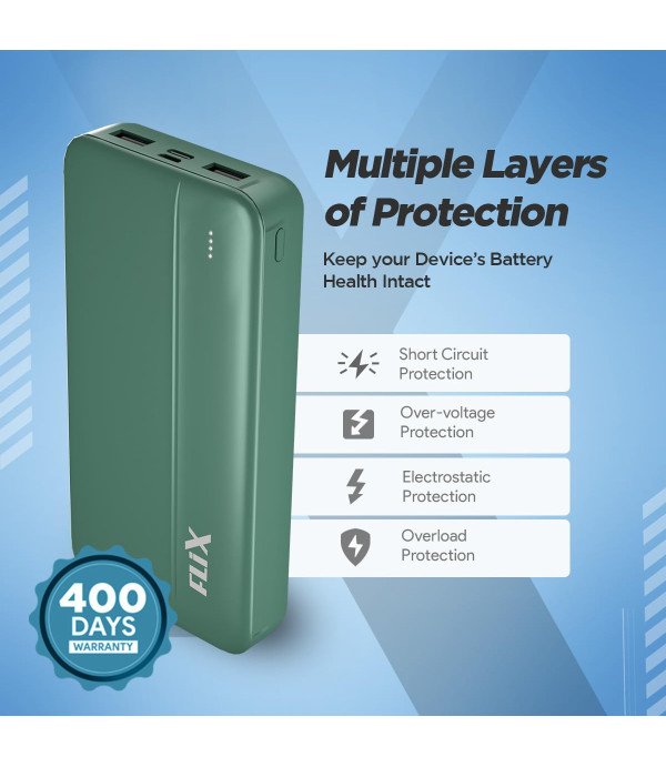 FLIX POWER BANK XPB-P25 GREEN - 20000MAH