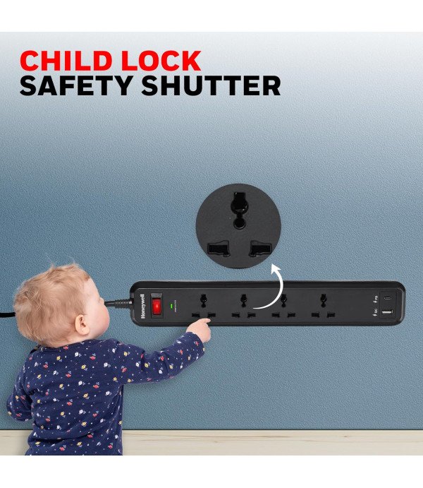 HONEY WELL 4 OUT SURGE PROTECTOR MASTER SWITCH USB PD18W