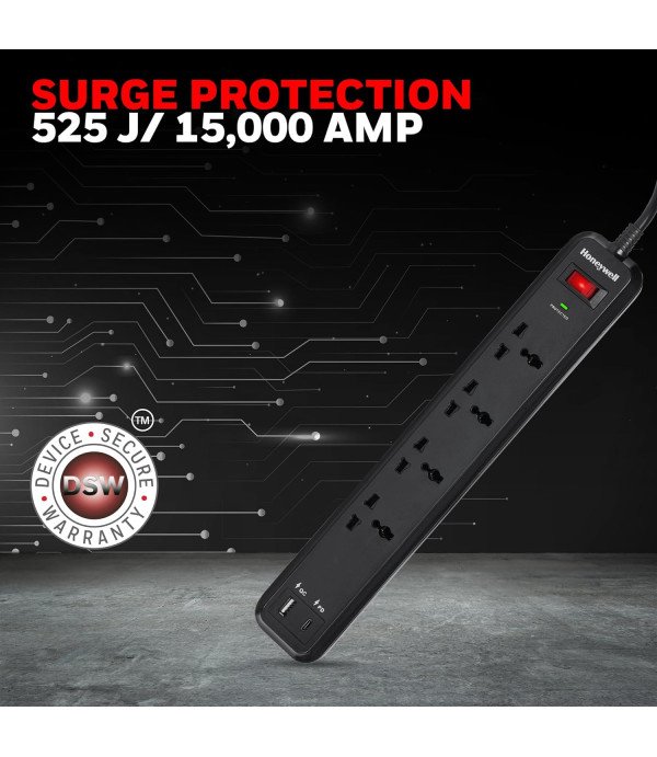 HONEY WELL 4 OUT SURGE PROTECTOR MASTER SWITCH USB PD18W