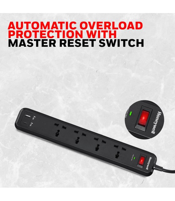 HONEY WELL 4 OUT SURGE PROTECTOR MASTER SWITCH USB PD18W