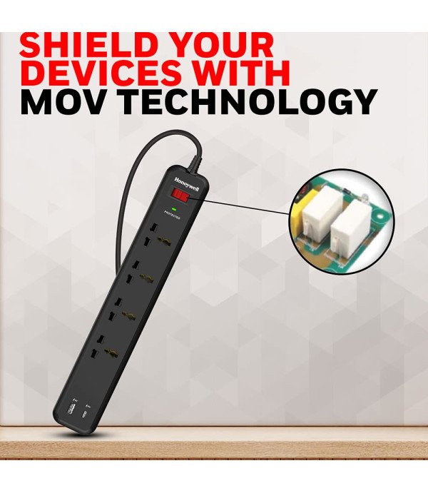 HONEY WELL 4 OUT SURGE PROTECTOR MASTER SWITCH USB PD18W