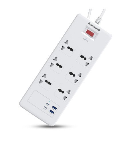 HONEY WELL 6 OUT SURGE PROTECTOR WITH 2 TYPEC WITH PD & 2