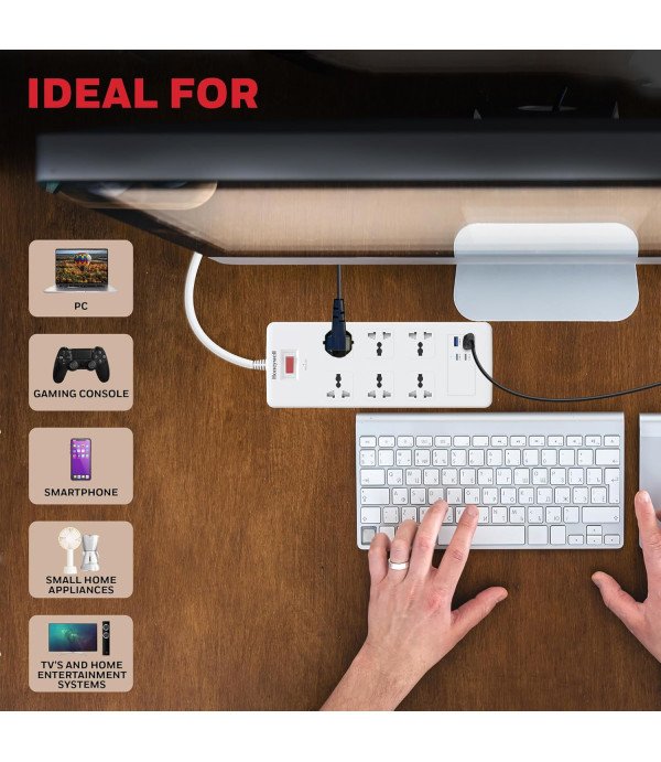 HONEY WELL 6 OUT SURGE PROTECTOR WITH 2 TYPEC WITH PD & 2