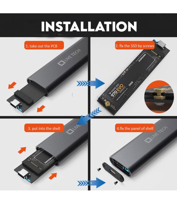 LIVE TECH NVME M.2 SSD ENCLOSURE HDC 07