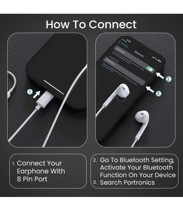 PORTRONICS 8PIN WIRED EARPHONE CONCH 40 - POR1421