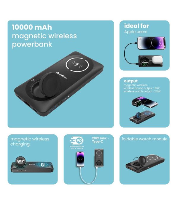 STUFFCOOL MAGNETIC W/L POWERBANK 10000MAH MONDE