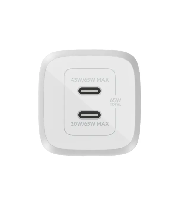 BELKIN ADAPTOR 65W DUAL USBC GAN WCH013ZBWH