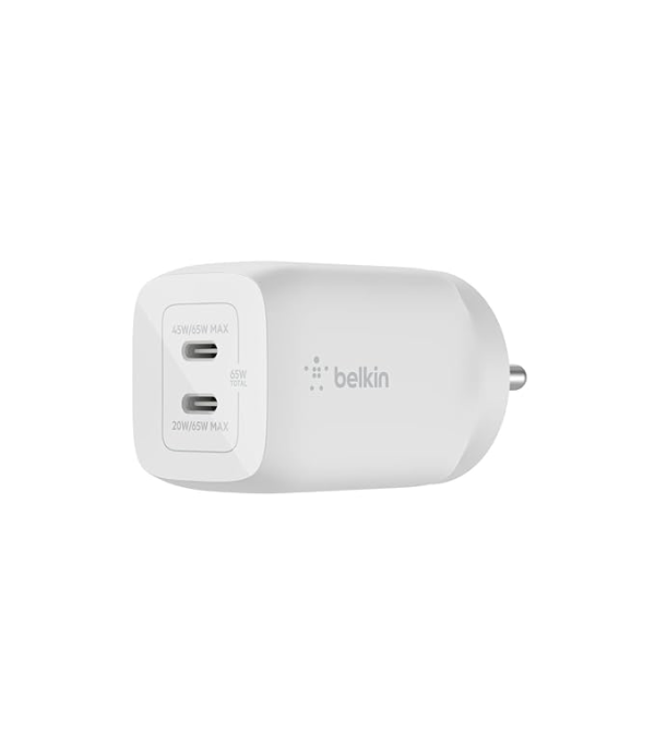 BELKIN ADAPTOR 65W DUAL USBC GAN WCH013ZBWH