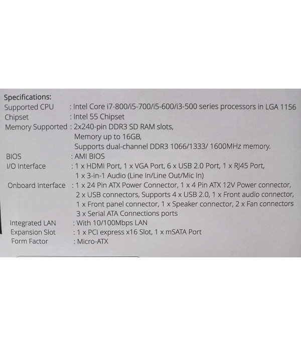 ZEB MOTHERBOARD H55